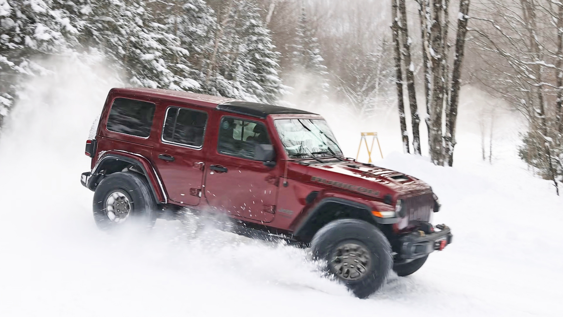 ‘Scary Fast’: Brave Man Flings a V8 Jeep Wrangler 392 Down a Snow Rally Stage